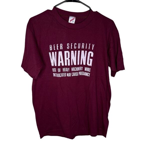 VTG 90’s Funny BEER SECURITY Graphic Shirt Single Stich Made In USA Large - Picture 3 of 6